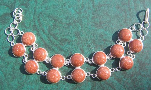 Syn.Sunstone Silver Bracelet