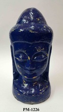 Recycled Paper Mache Blue Gold Finish Gautam Budha Head