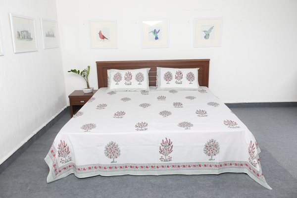 Cotton Fabric Block Printed Full Size Bed sheets VIDBS9032