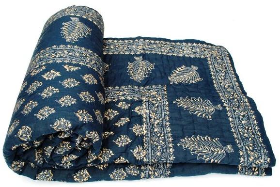 Exclusive Jaipuri Hand Block Print, Cotton Filled, Pure Cotton Cloth Quilt