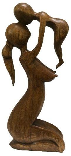 Handmade wooden mother child sculpture handicraft