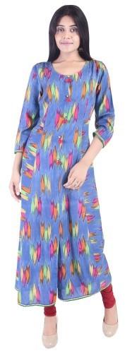 Indian stylish Printed 3/4 SleeveCotton long pattern kurti tunic womens Dress