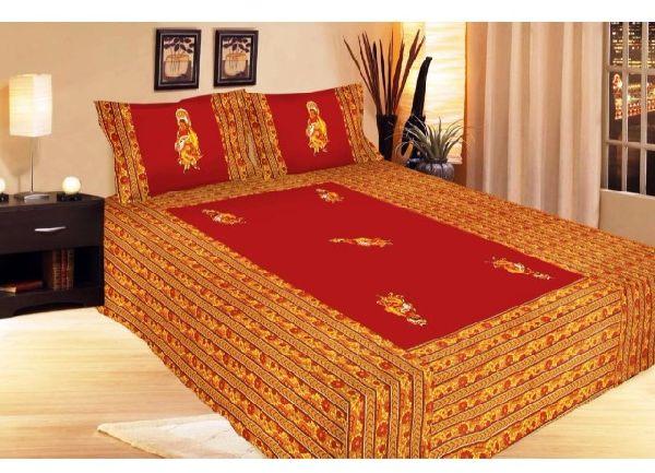 Jaipuri Cotton Double Bed Sheet, Size : Full