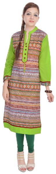 Ladies Casual wear Cotton Fabric 3/4 Sleeve Kurti Kurta Dress