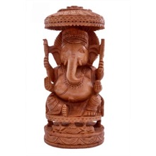 Wooden hand carved elephant Lord Ganesha, Feature : 100% handmade