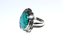 Dazzling Oval Shape Chrysocolla Gemstone Ring, Gender : Children's, Men's, Unisex, Women's
