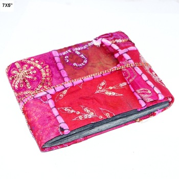 Red colour patchwork designs recycle paper 6X4 Inches handmade paper photo album