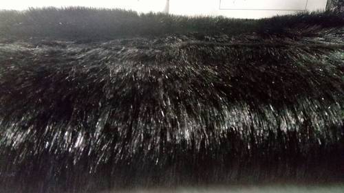 Black Shine Fur Fabric, for Making Garments Soft Toys, Pattern : Plain