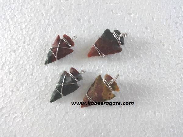AGATE WIRE WRAP ARROWHEADS PENDENTS