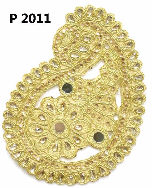 Gold Zari Embroidery Patches and Neck patch