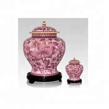 Rose Flowers Cloisonne Cremation Urn, Color : Pink Floral