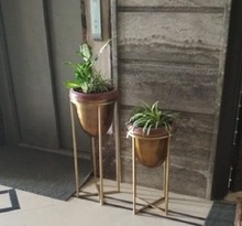 Metal Brass Planter With Stand