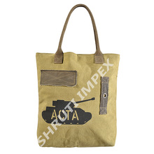 Shruti Impex Cotton+Canvas+Leather Cotton Handle Tote Bag, Size : 43*10*43cm