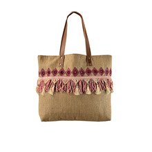 Embroidery beach Tote Jute Bag, for Daily, Size : 50*10*35 cm