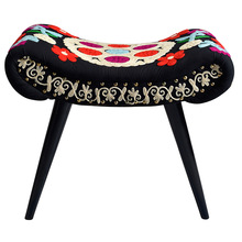 Embroidery Wooden Structure Ottoman