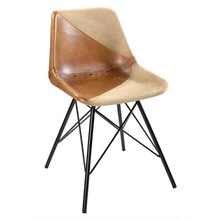 Giron Iron Leather Canvas Dining Chair