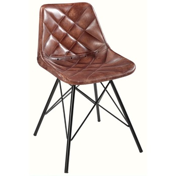 Industrial Giron Iron Dark Brown leather Dining Chair