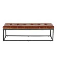 Genuine Leather Industrial Upholstered Entryway Bench