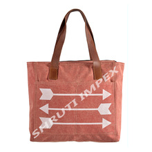 Shruti Impex Cotton+Canvas+Leather Leather Tote Bag, Size : 46*10*43cm