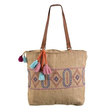 Logo Burlap Shopping Bag