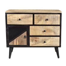 Iron + Mango Wood Storage Filing Cabinet, for Home Furniture