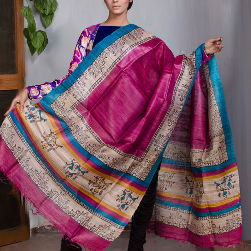 Printed Banarasi Tussar Silk Dupatta, Technics : Attractive Pattern