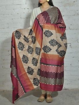 Chanderi Tussar Silk Dupatta, Pattern : Printed