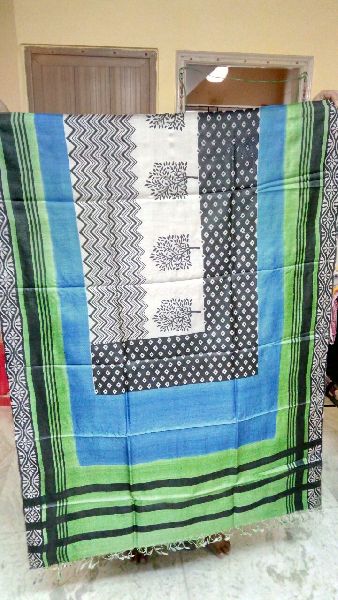 Printed Handloom Tussar Silk Dupatta, Occasion : Daily Wear, Formal Wear, Party Wear