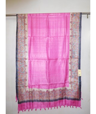 Pink Tussar Silk Dupatta