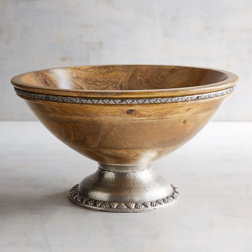 Round Aluminium Wood Serving Bowl, Feature : Attractive Design