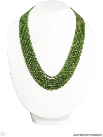 Chrome Diopside Faceted Roundel Beads Necklace, Color : Green