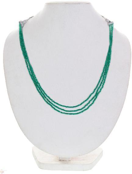 GREEN ONYX FACETED MACHINE CUT ROUNDEL BEADS NECKLACE