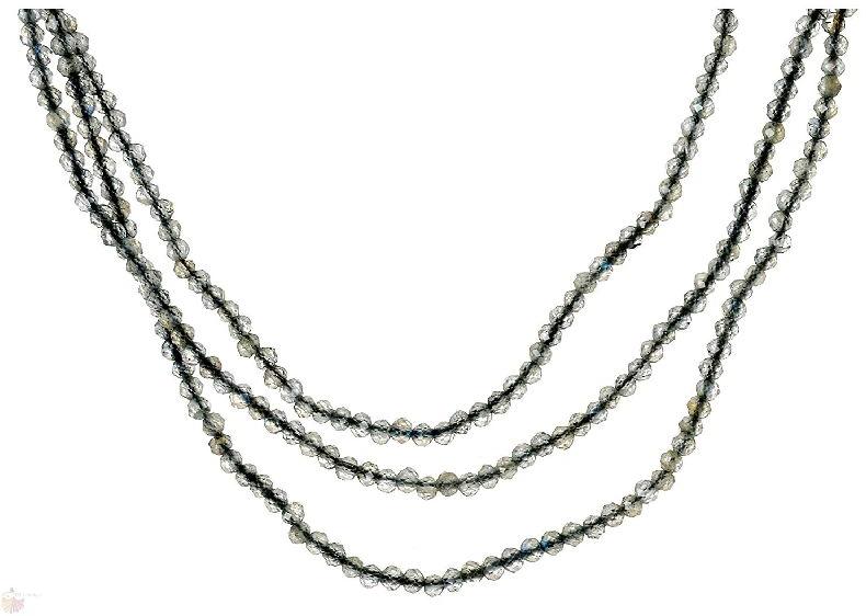 LABRADORITE FACETED MACHINE CUT ROUNDEL BEADS NECKLACE