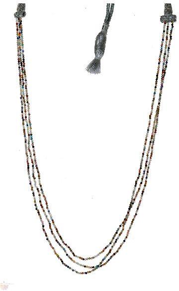 MIX SEMIPRECIOUS STONES FACETED MACHINE CUT ROUNDEL BEADS NECKLACE
