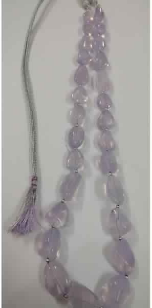Natural Lavender Quartz Gemstone Stone Beads Necklace