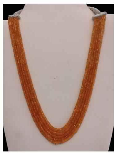 Natural Mandarin (Fanta) Garnet Gemstone 5 Strings Necklace