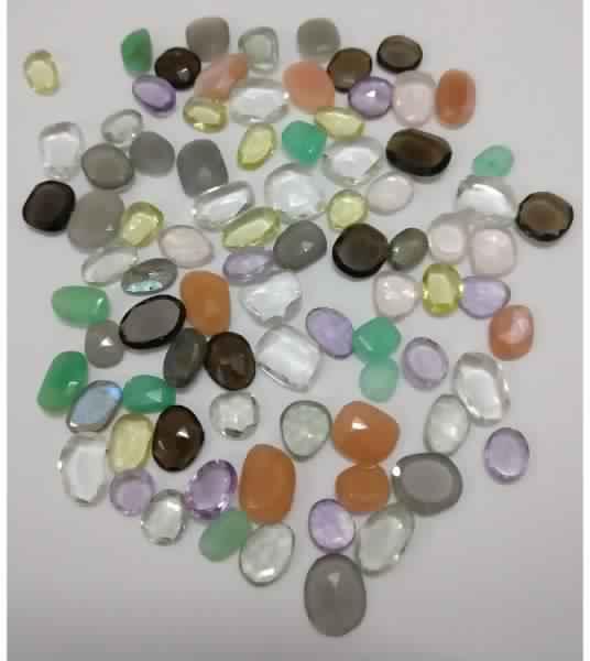 NATURAL MIX SEMIPRECIOUS GEMSTONE UNUSUAL SHAPE ROSE CUT STONES