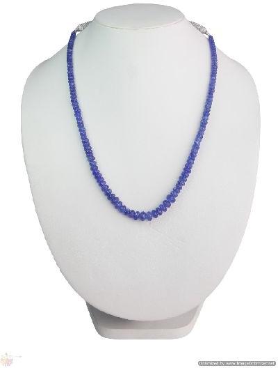 Tanzanite Faceted Roundel Beads Necklace, Color : Blue