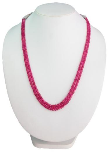 Tourmaline Rubylite Smooth Roundel Beads necklace, Color : Pink