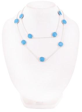 TURQUOISE STUDD STERLING SILVER BEZAL STYLE NECKLACE