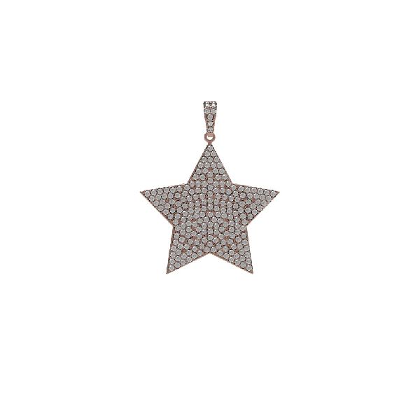 Rose Gold Pave Diamond Star Design Pendant