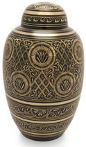 Domtop Brass Cremation Urn Black Engraved, for Adult, Style : American Style