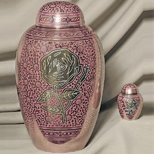 Pink Rose Funeral Cremation Urn, for Adult, Style : American Style