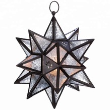 Brass Star Shape Hanging Lantern, Color : Warm White