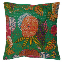 Embroidered Kantha Cushion Cover
