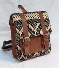 leather backpack decorated with kilim