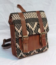 Leather backpack decorated with kilim