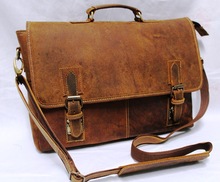 Men\'s Brown  Crazy Horse Leather Laptop Bag