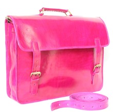 Vintage Pure Leather pink Briefcase Messenger bag