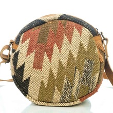 Vintage Rugs Kilim Patchwork Hand Made Indian Kilim Leather Sling Bag's